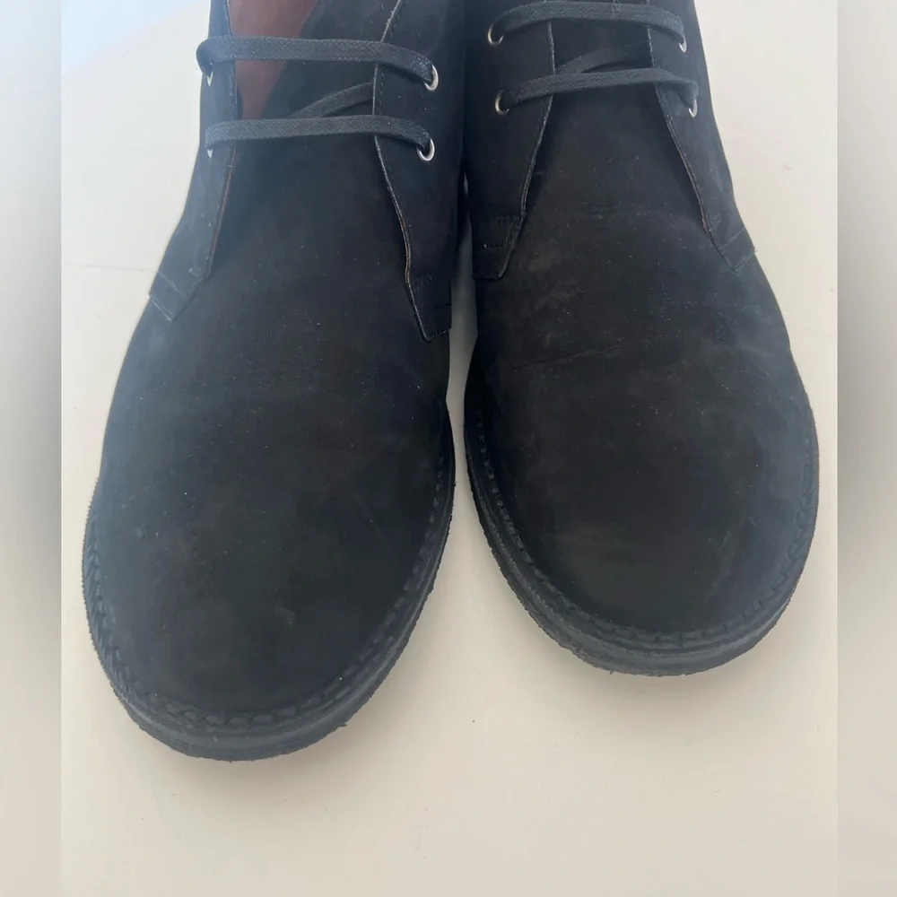 Yves Saint Laurent Oran Lu Nubuck‎ Black Leather Lace-Up Shoes Size 44